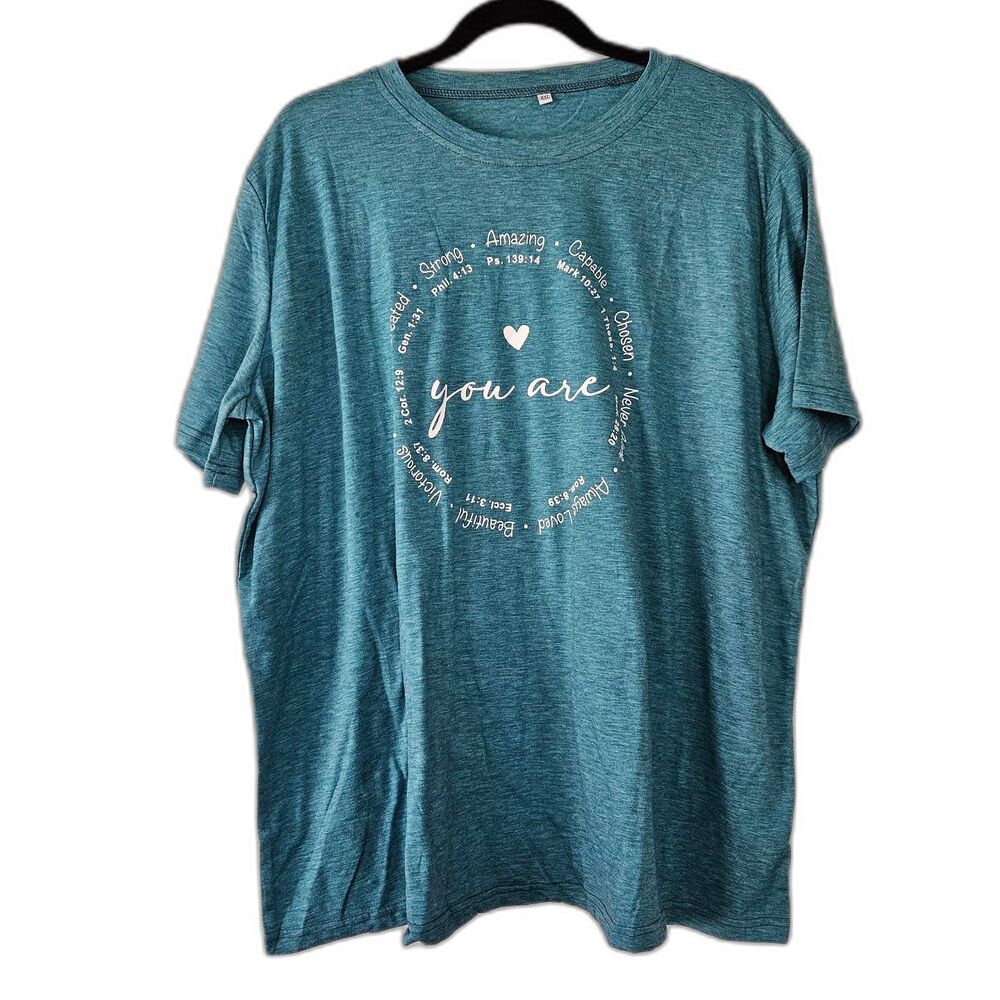 'You Are . . ." Inspirational Bible Verse Blue T-shirt 4X NEW